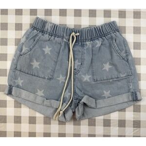 Star Print Denim Shorts Paperbag Waist Drawstring Juniors M 7-9